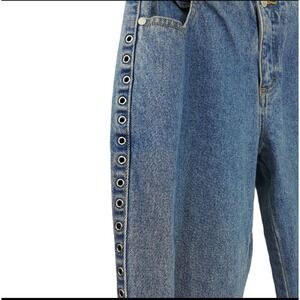 No Excuses Y2K Jeans Juniors Size 5 Light Wash Bootcut Grommet Side Detail Denim